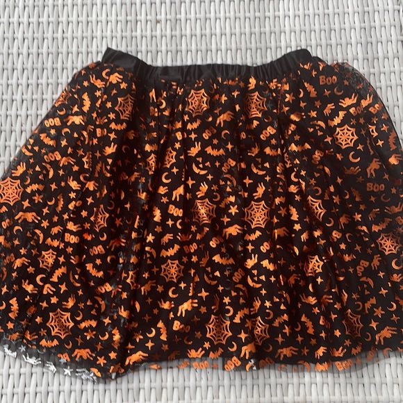 Girls Foil Print Mesh Halloween Skirt - Picture 1 of 10